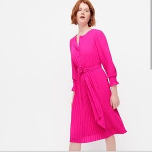 J Crew Pleated Button Up Midi Dress